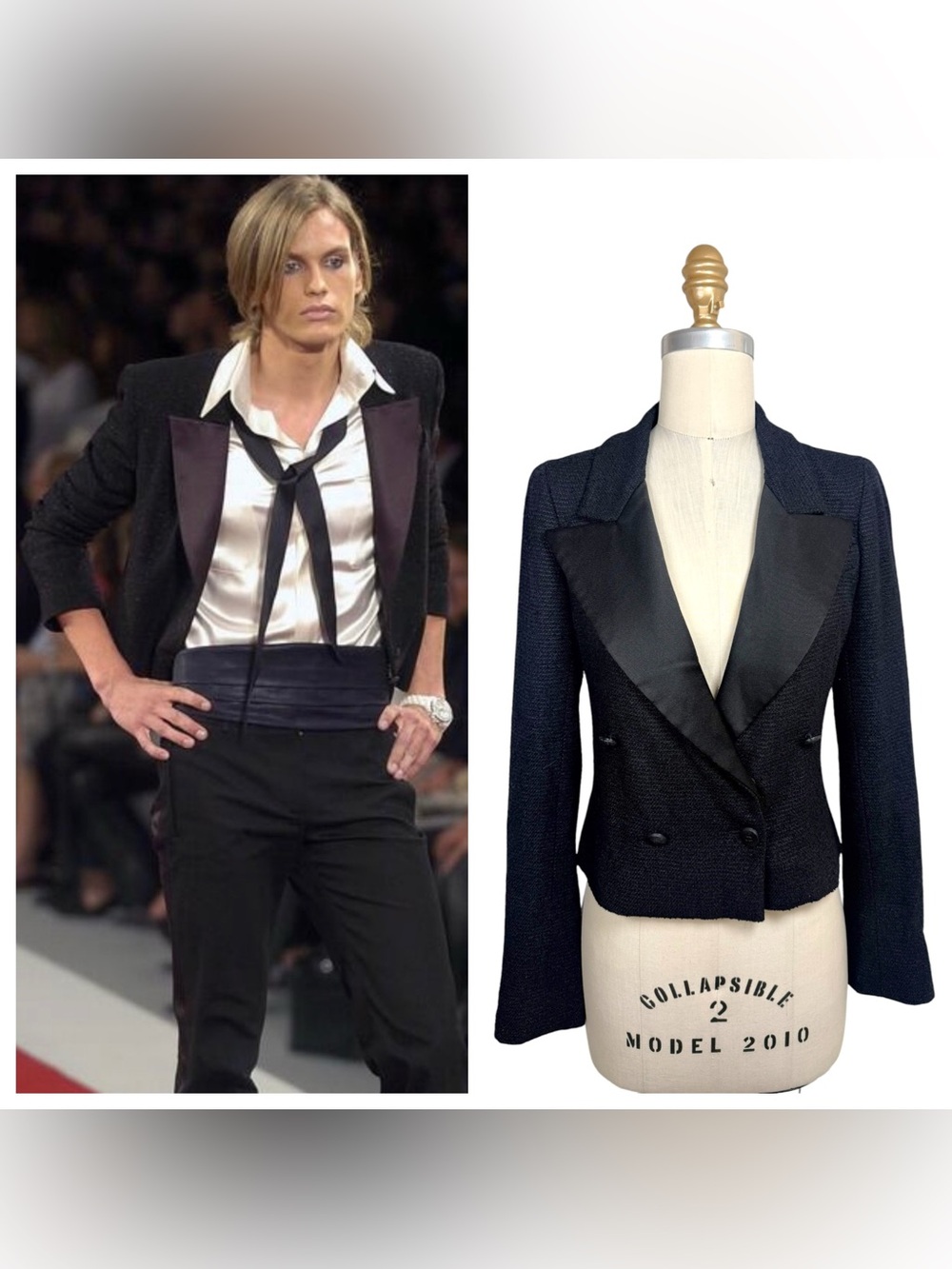 Chanel Runway Spring 2005 Bouclé Tuxedo Jacket FR 36